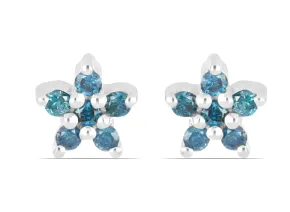 Ohrringe mit blauen Diamanten "Blumen"