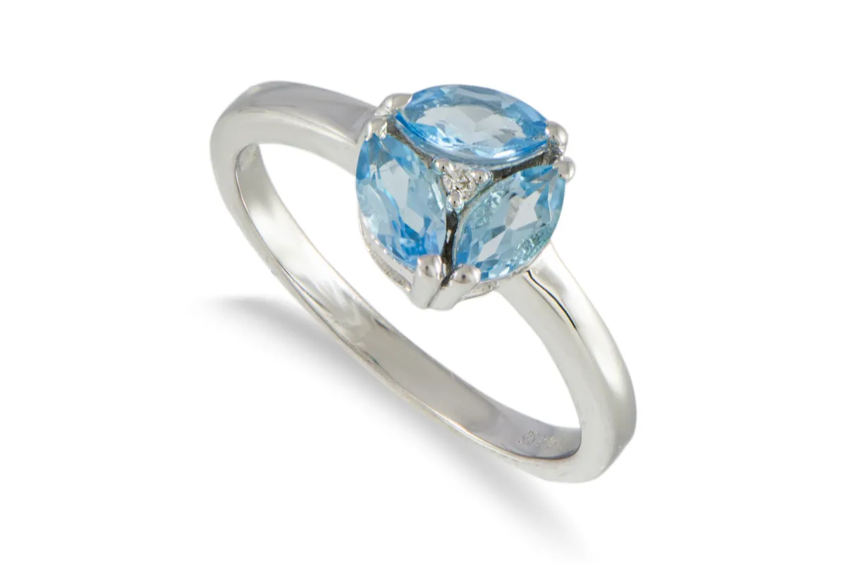 Silberring mit Blauem Topas