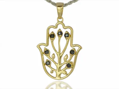 Hand der Fatima mit schwarzem Saphir