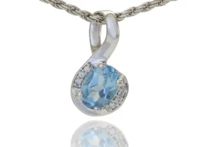 Anhänger mit Blauem Topas 7x8mm