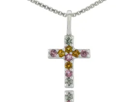 Silbernes Kreuz mit Turmalin