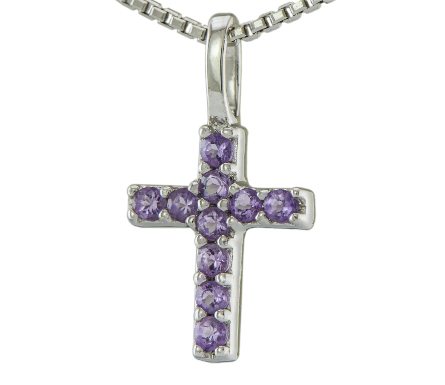Silbernes Kreuz mit Amethyst