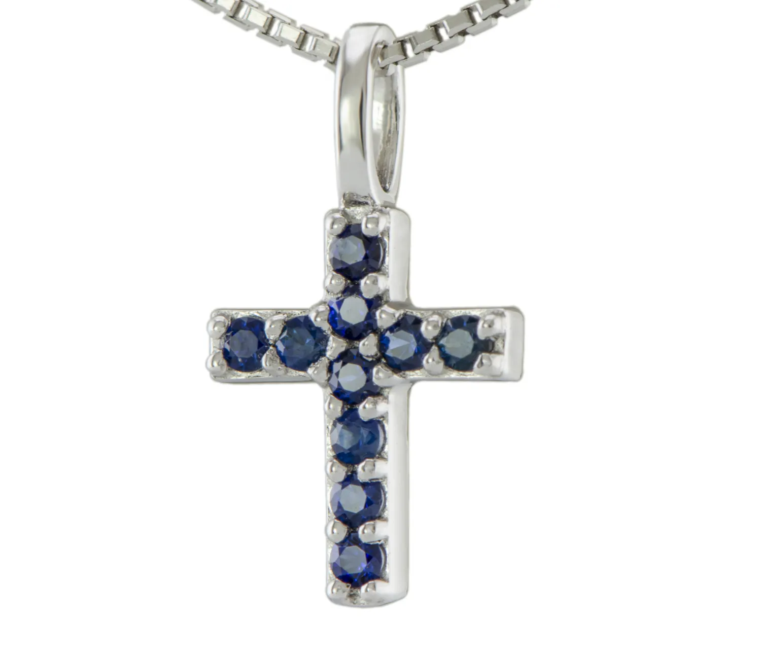Silbernes Kreuz mit Saphir