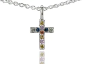 Silbernes Kreuz mit Saphir