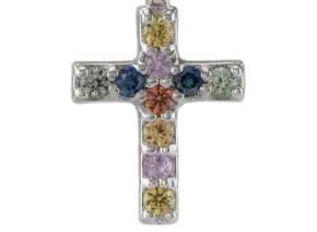 Silbernes Kreuz mit Saphir