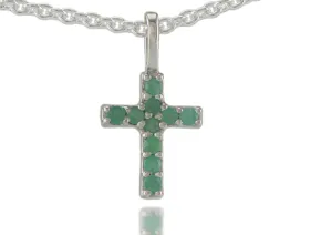 Silbernes Kreuz mit Smaragd