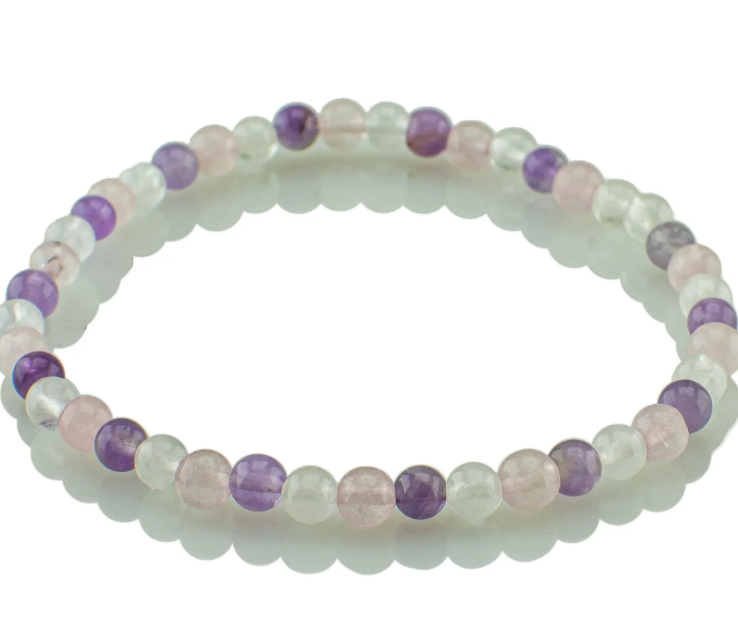 Armband mit Amethyst, Rosenquarz und Bergkristall