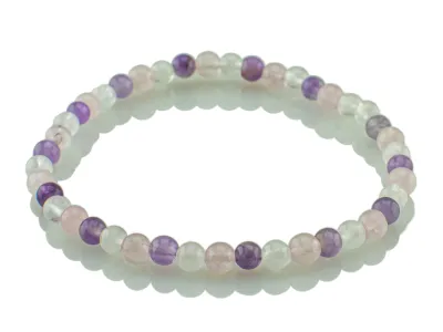 Armband mit Amethyst, Rosenquarz und Bergkristall