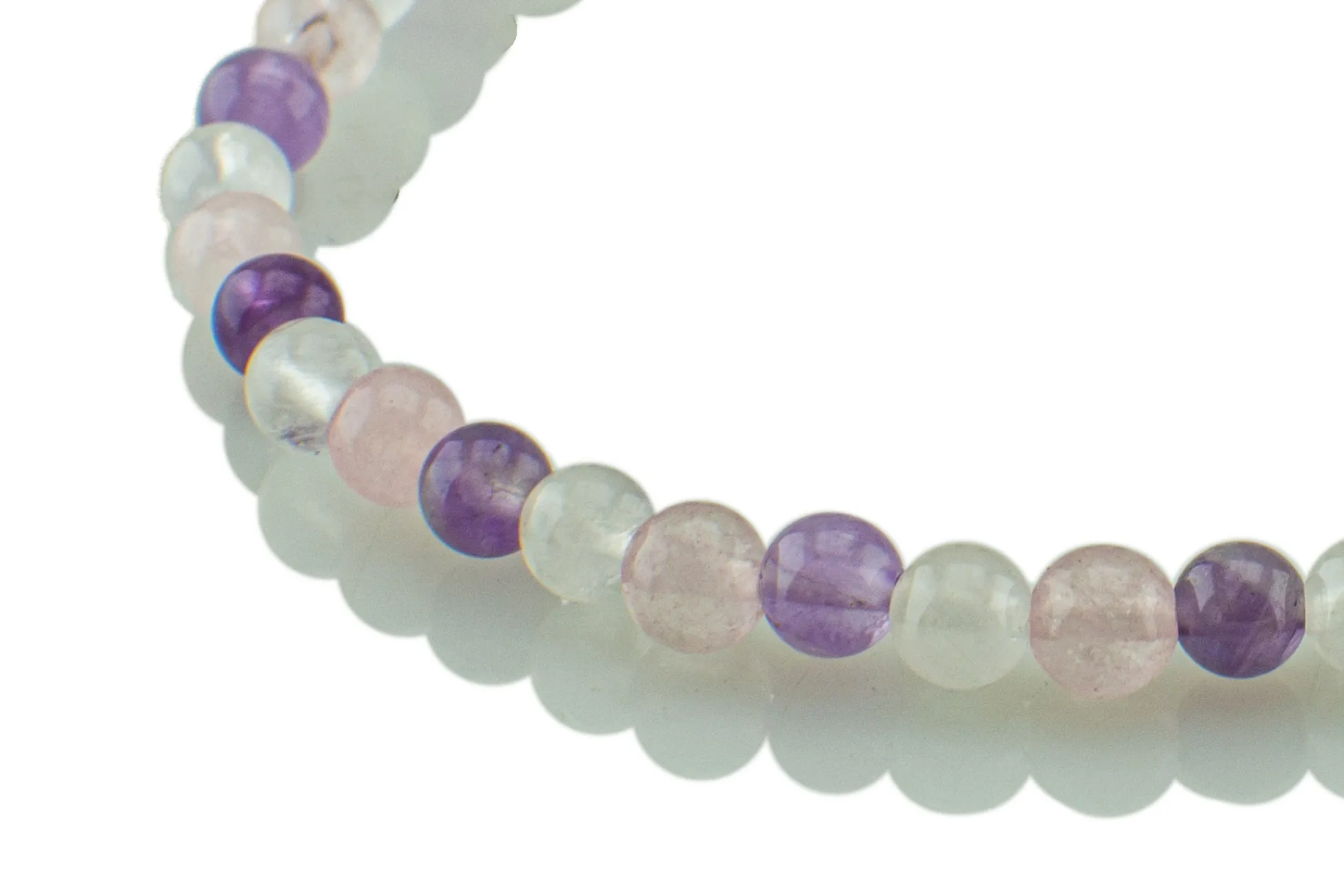 Armband mit Amethyst, Rosenquarz und Bergkristall