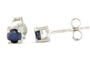 Silberohrringe mit Blauem Saphir