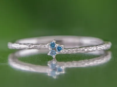 Silberring mit blauen Diamanten