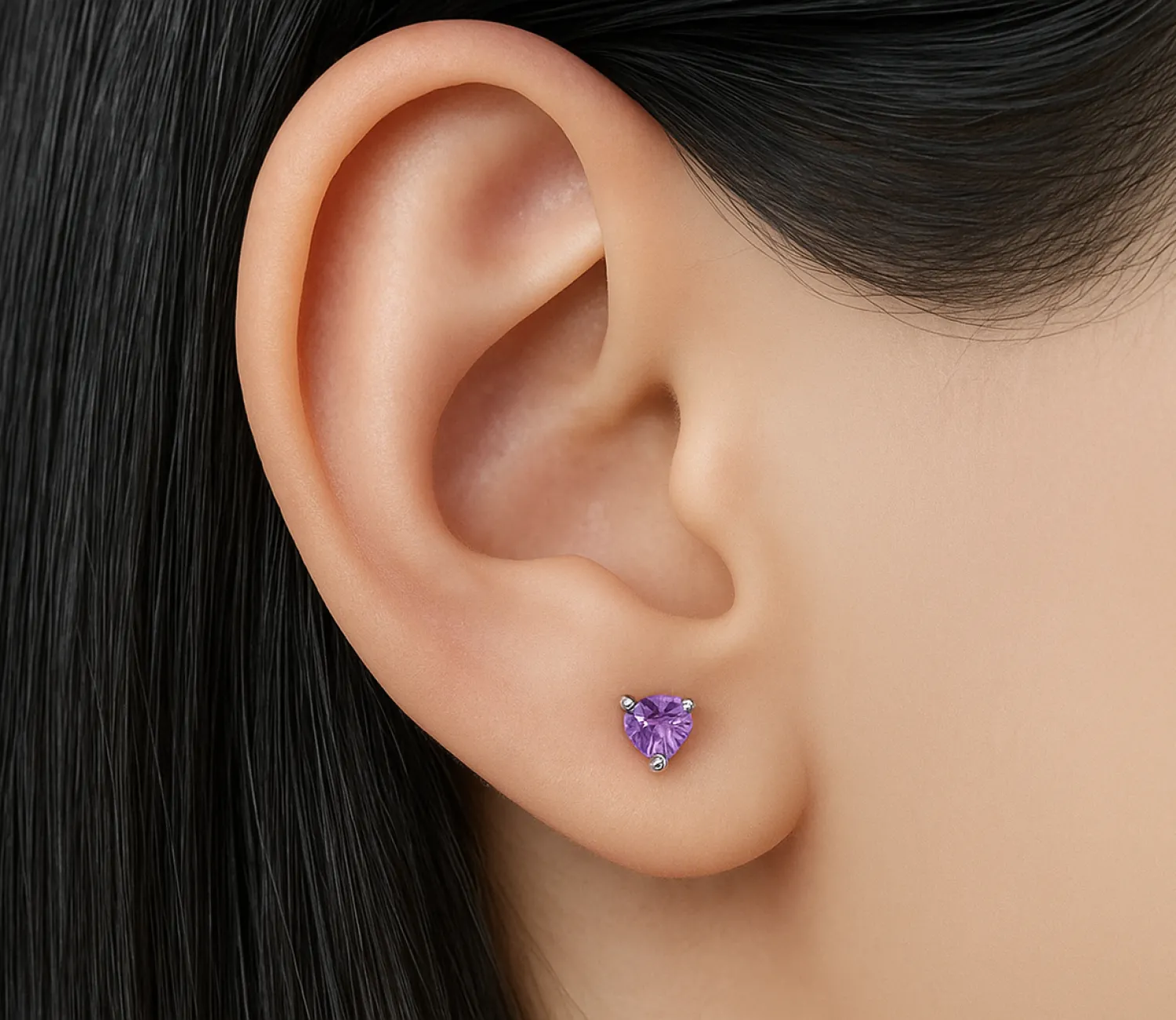 Ohrringe mit Amethyst-Herz