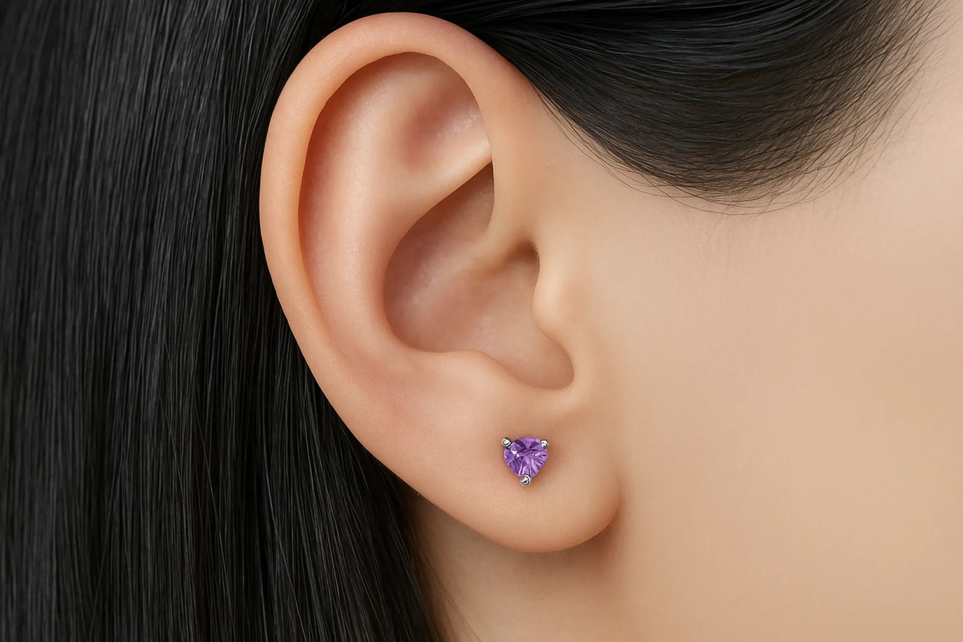 Ohrringe mit Amethyst-Herz