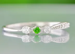 Silberring mit Chromdiopsid