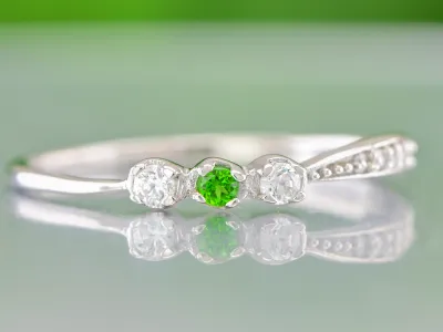 Silberring mit Chromdiopsid