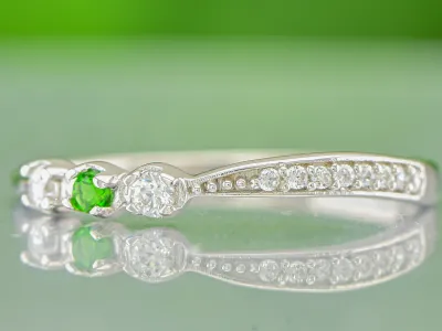 Silberring mit Chromdiopsid