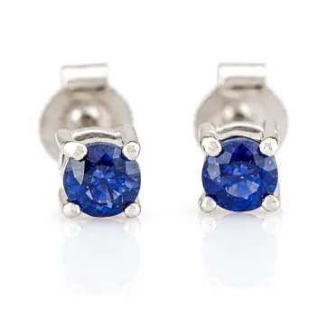 Silberohrringe mit blauem Saphir 4 mm