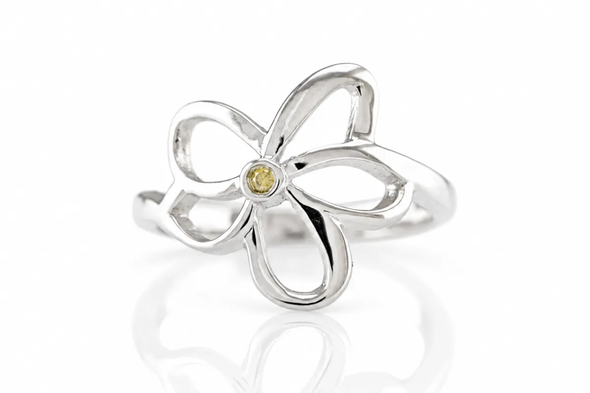 Silberring mit gelbem Diamanten