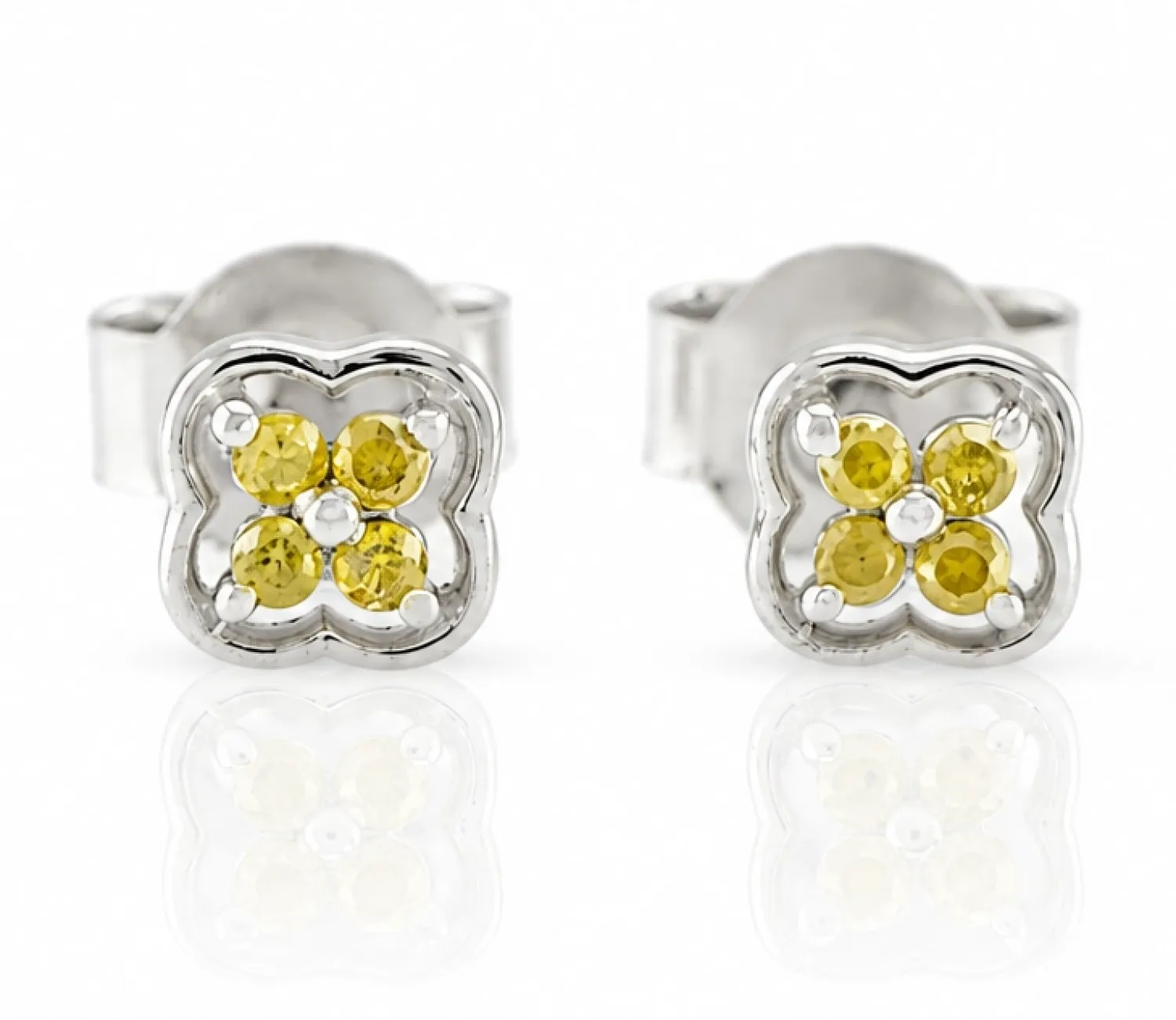 Silberohrringe mit Gelben Diamanten