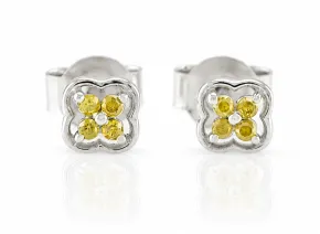 Silberohrringe mit Gelben Diamanten