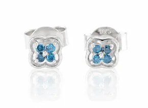 Silberohrringe mit blauen Diamanten