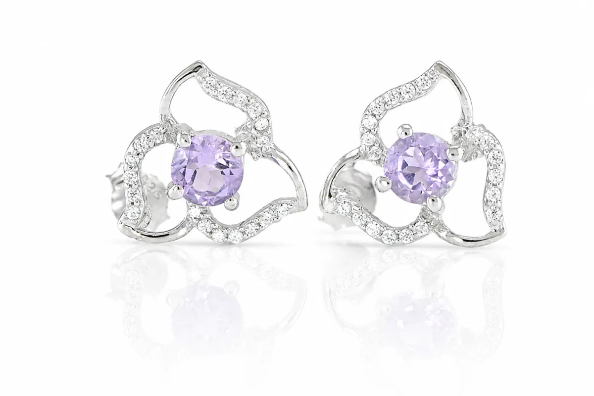 Silberohrringe mit Lavendelamethyst