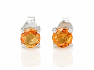 Silberohrringe mit orangefarbenem Saphir