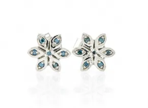 Silberohrringe mit blauen Diamanten