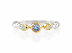 Silberring mit natürlichem Tansanit und Diamanten