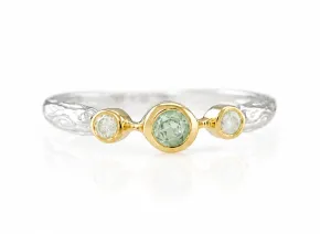 Silberring mit natürlichem Turmalin und Diamanten