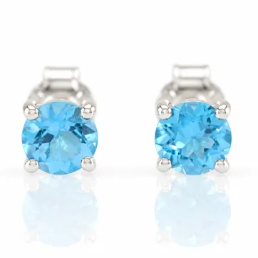 Silberohrringe mit natürlichem Blauem Topas "Swiss Blue"
