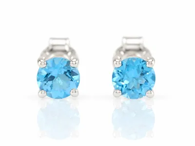 Silberohrringe mit natürlichem Blauem Topas "Swiss Blue"