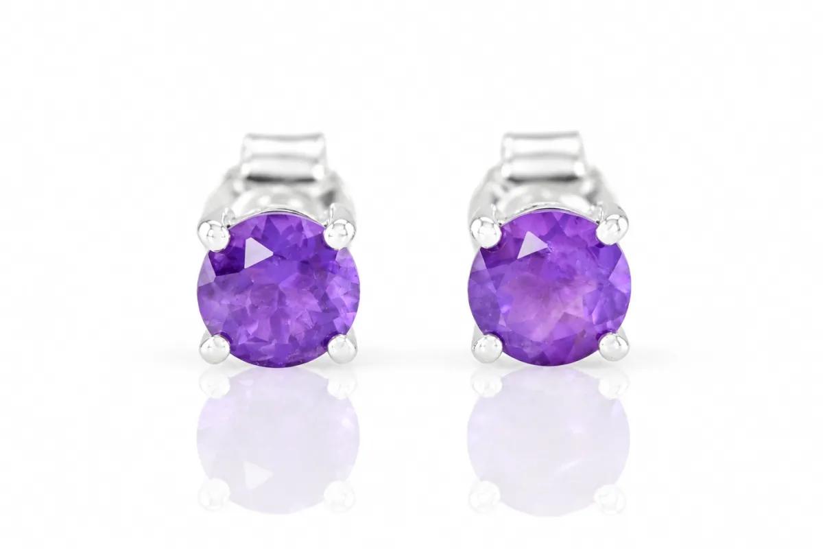 Silberohrringe mit natürlichem Amethyst