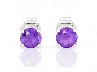 Silberohrringe mit natürlichem Amethyst
