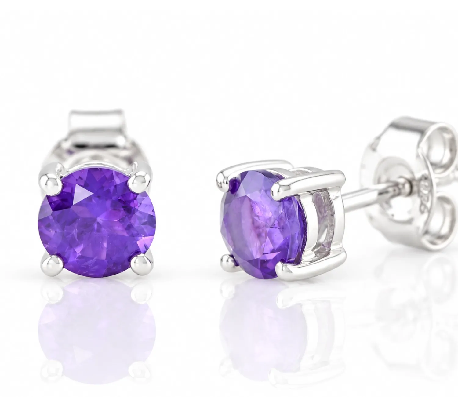 Silberohrringe mit natürlichem Amethyst