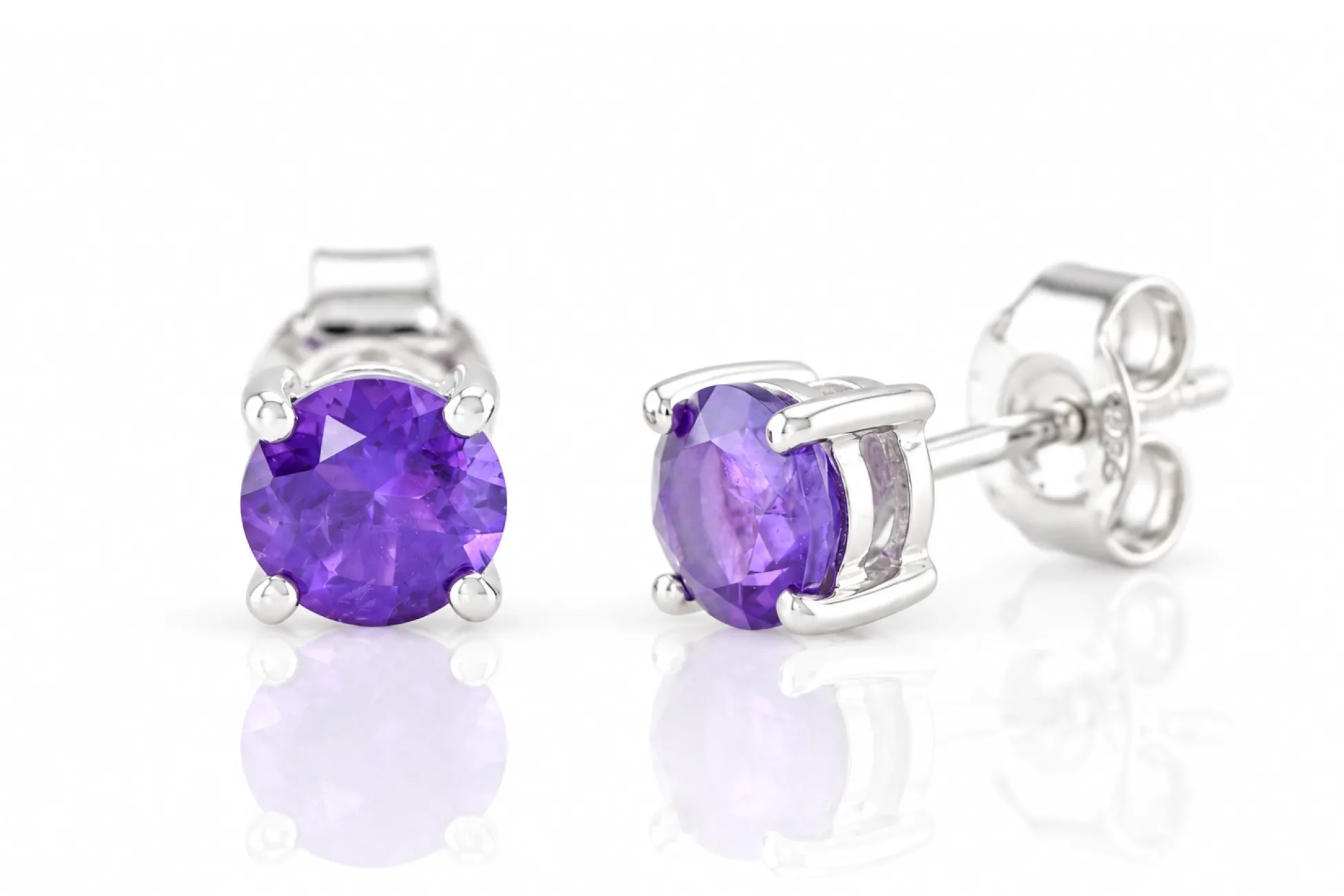 Silberohrringe mit natürlichem Amethyst