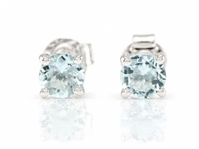Silberohrringe mit natürlichem Aquamarin
